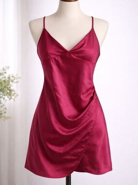 Altar'd State Dark Pink Satin Ulissa Dress